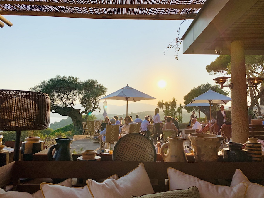 Lily of the Valley restaurant terrasse sunset golden hour