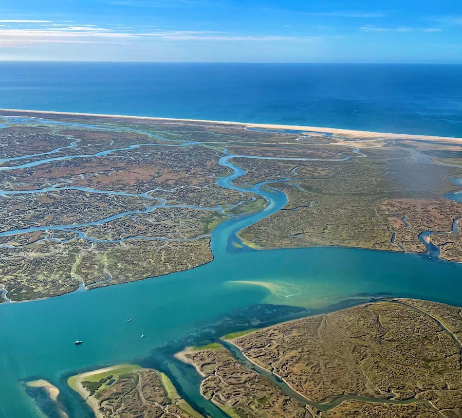 vue d'avion lagune Ria Formosa Portugal